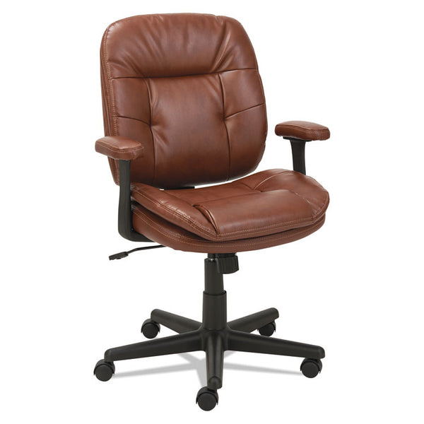 OIF Swivel/Tilt Bonded Leather Task Chair, Supports 250 lb, 16.93" to 20.67" Seat Height, Chestnut Brown Seat/Back, Black Base (OIFST4859)