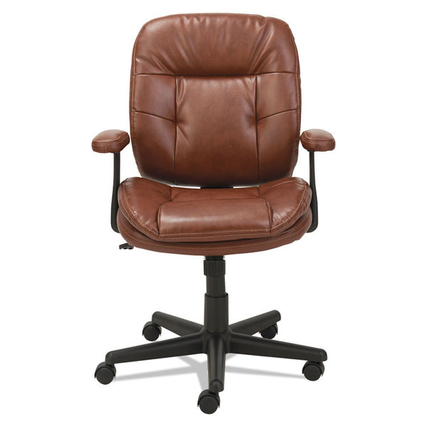 OIF Swivel/Tilt Bonded Leather Task Chair, Supports 250 lb, 16.93" to 20.67" Seat Height, Chestnut Brown Seat/Back, Black Base (OIFST4859)