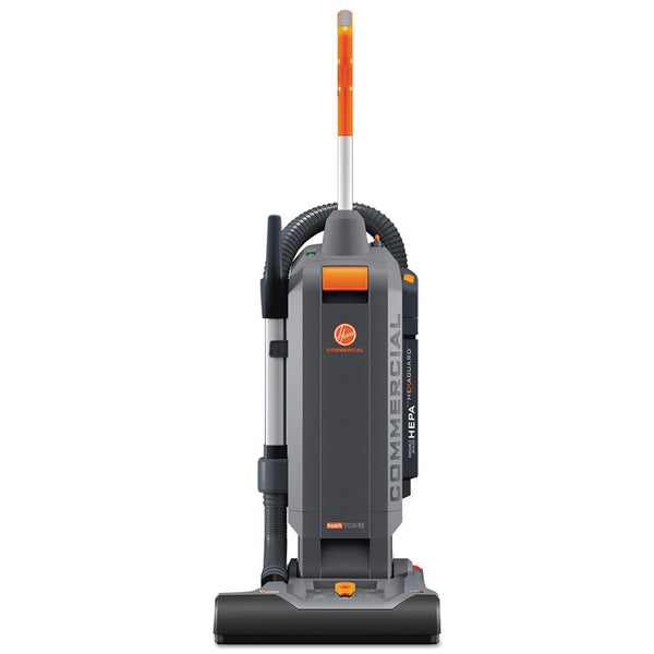 Hoover® Commercial HushTone Vacuum Cleaner with Intellibelt, 15" Cleaning Path, Gray/Orange (HVRCH54115)