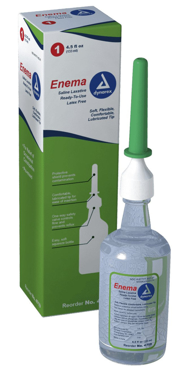 Dynarex Enema 4.5 oz. 100% Strength Saline Enzyme (903619_CS) 48/CS