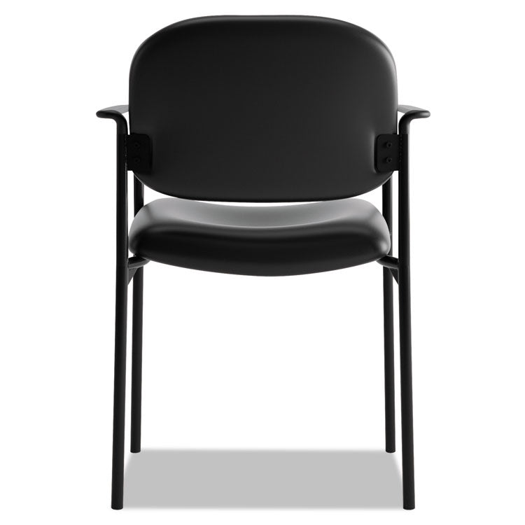HON® VL616 Stacking Guest Chair with Arms, Bonded Leather Upholstery, 23.25" x 21" x 32.75", Black Seat, Black Back, Black Base (BSXVL616SB11)