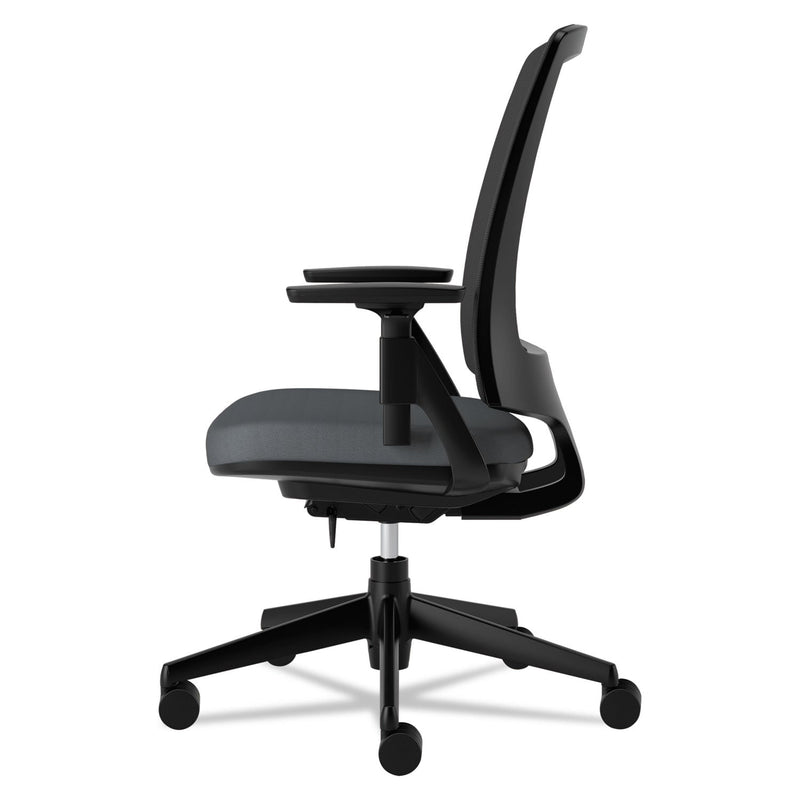 HON® Lota Series Mesh Mid-Back Work Chair, Supports Up to 250 lb, 17.13" to 21.13" Seat Height, Charcoal Seat/Back, Black Base (HON2281VA19T)