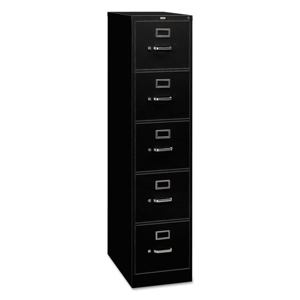 HON® 310 Series Vertical File, 5 Letter-Size File Drawers, Black, 15" x 26.5" x 60" (HON315PP)