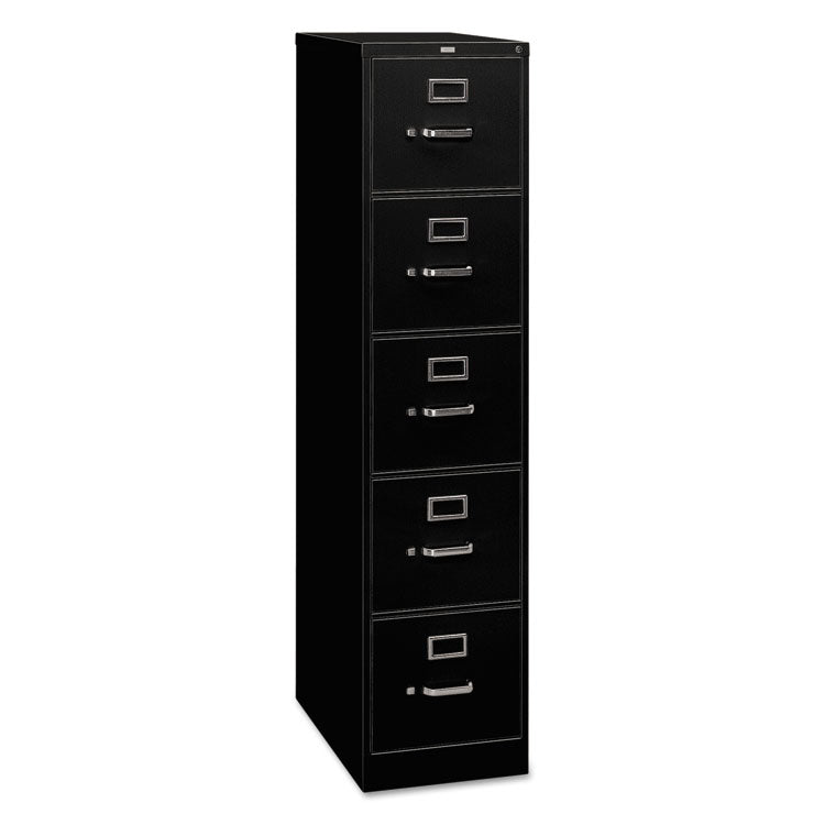 HON® 310 Series Vertical File, 5 Letter-Size File Drawers, Black, 15" x 26.5" x 60" (HON315PP)