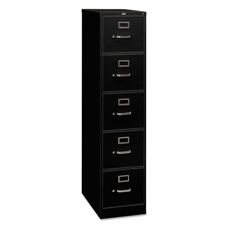 HON® 310 Series Vertical File, 5 Legal-Size File Drawers, Black, 18.25" x 26.5" x 60" (HON315CPP)