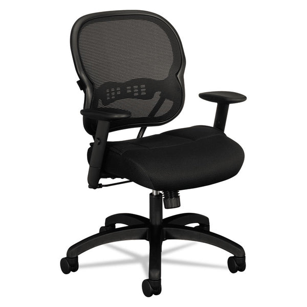HON® Wave Mesh Mid-Back Task Chair, Supports Up to 250 lb, 18" to 22.25" Seat Height, Black (BSXVL712MM10)