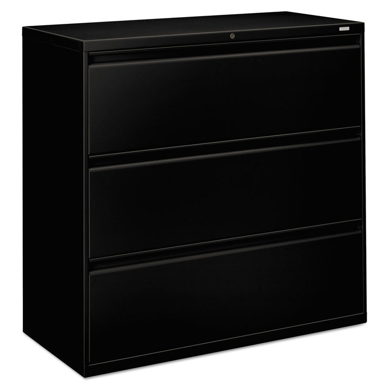 HON® Brigade 800 Series Lateral File, 3 Legal/Letter-Size File Drawers, Black, 42" x 18" x 39.13" (HON893LP) Each