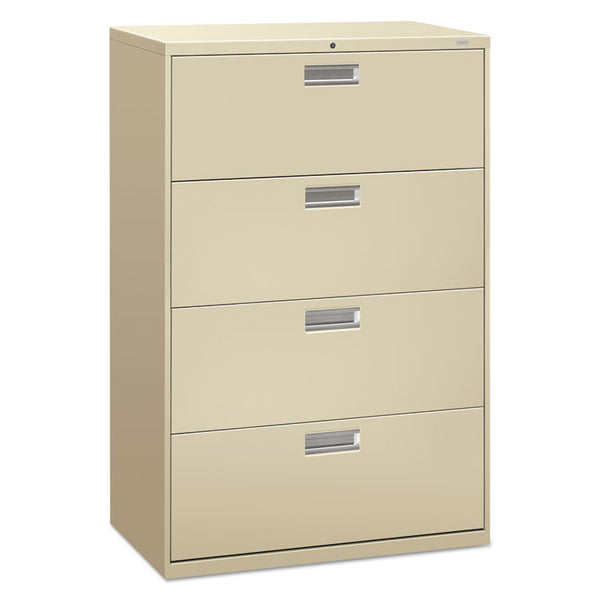 HON® Brigade 600 Series Lateral File, 4 Legal/Letter-Size File Drawers, Putty, 36" x 18" x 52.5" (HON684LL)