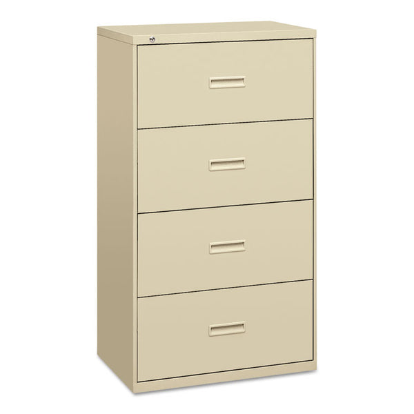 HON® 400 Series Lateral File, 4 Legal/Letter-Size File Drawers, Putty, 30" x 18" x 52.5" (BSX434LL)