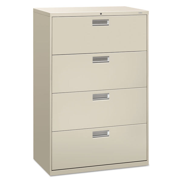 HON® Brigade 600 Series Lateral File, 4 Legal/Letter-Size File Drawers, Light Gray, 36" x 18" x 52.5" (HON684LQ)