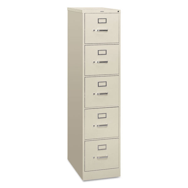 HON® 310 Series Vertical File, 5 Letter-Size File Drawers, Light Gray, 15" x 26.5" x 60" (HON315PQ)