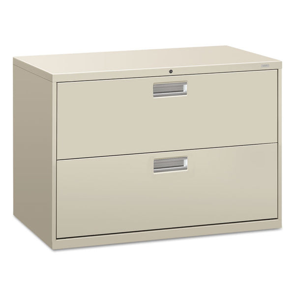 HON® Brigade 600 Series Lateral File, 2 Legal/Letter-Size File Drawers, Light Gray, 42" x 18" x 28" (HON692LQ)