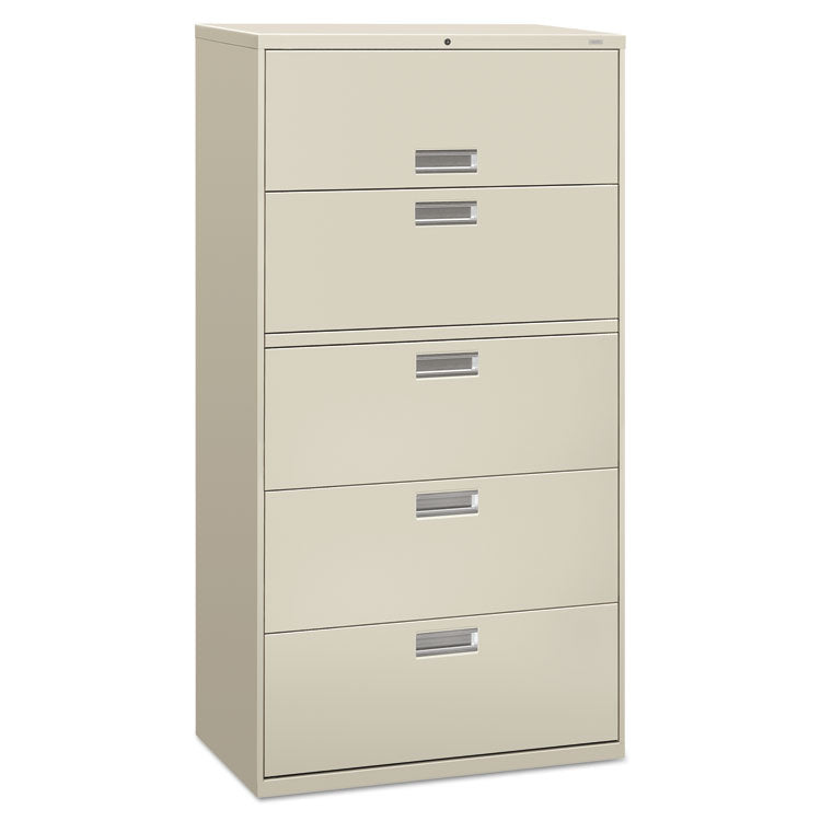 HON® Brigade 600 Series Lateral File, 4 Legal/Letter-Size File Drawers, 1 Roll-Out File Shelf, Light Gray, 36" x 18" x 64.25" (HON685LQ)