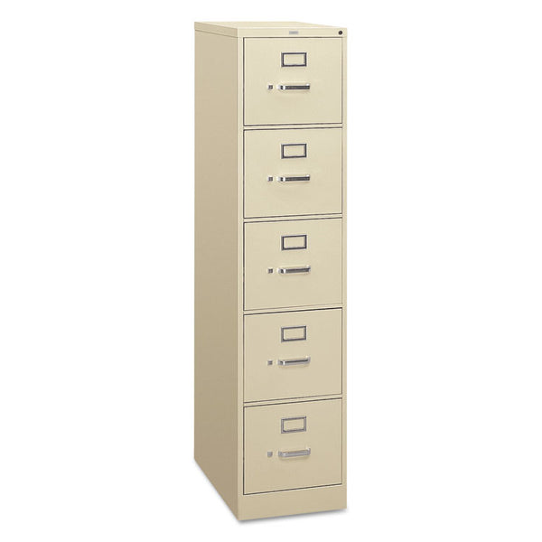 HON® 310 Series Vertical File, 5 Letter-Size File Drawers, Putty, 15" x 26.5" x 60" (HON315PL)