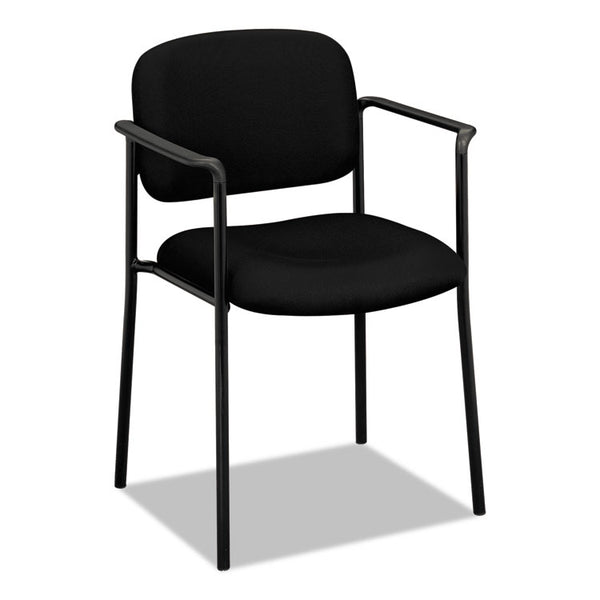 HON® VL616 Stacking Guest Chair with Arms, Fabric Upholstery, 23.25" x 21" x 32.75", Black Seat, Black Back, Black Base (BSXVL616VA10)