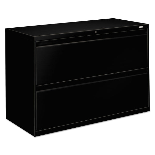 HON® Brigade 800 Series Lateral File, 2 Legal/Letter-Size File Drawers, Black, 42" x 18" x 28" (HON892LP)