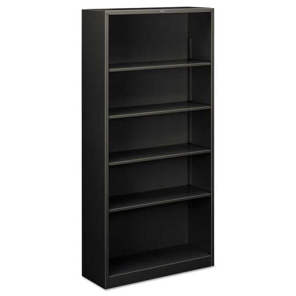 HON® Metal Bookcase, Five-Shelf, 34.5w x 12.63d x 71h, Charcoal (HONS72ABCS)