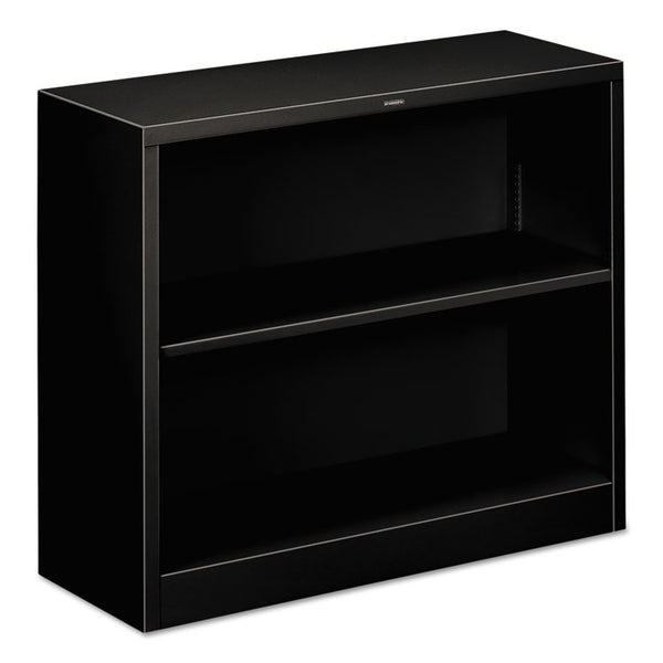 HON® Metal Bookcase, Two-Shelf, 34.5w x 12.63d x 29h, Black (HONS30ABCP)