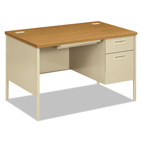 HON® Metro Classic Series Right Pedestal Desk, 48" x 30" x 29.5", Harvest/Putty (HONP3251RCL)