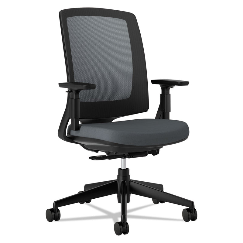 HON® Lota Series Mesh Mid-Back Work Chair, Supports Up to 250 lb, 17.13" to 21.13" Seat Height, Charcoal Seat/Back, Black Base (HON2281VA19T)