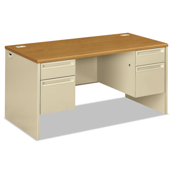 HON® 38000 Series Double Pedestal Desk, 60" x 30" x 29.5", Harvest/Putty (HON38155CL)