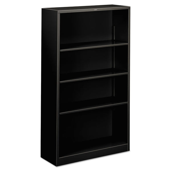 HON® Metal Bookcase, Four-Shelf, 34.5w x 12.63d x 59h, Black (HONS60ABCP)