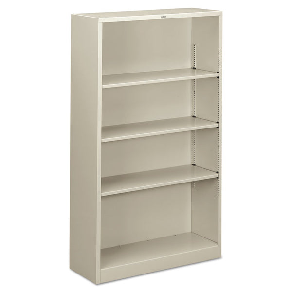 HON® Metal Bookcase, Four-Shelf, 34.5w x 12.63d x 59h, Light Gray (HONS60ABCQ)