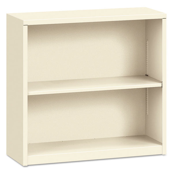 HON® Metal Bookcase, Two-Shelf, 34.5w x 12.63d x 29h, Putty (HONS30ABCL)