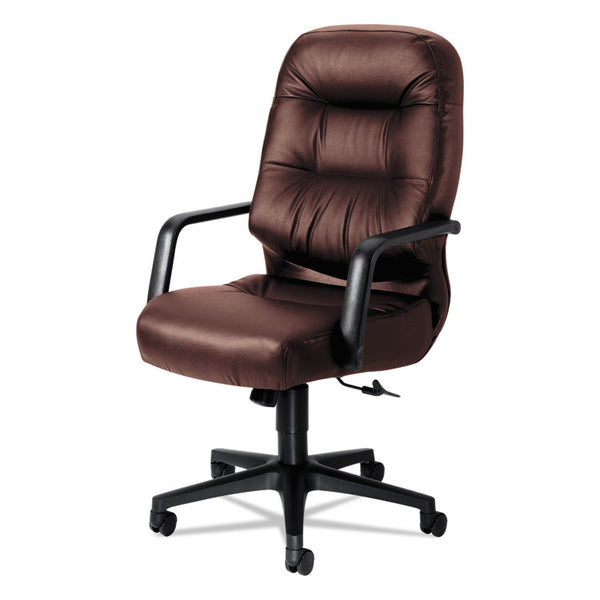 HON® Pillow-Soft 2090 Series Executive High-Back Swivel/Tilt Chair, Supports 300 lb, 16.75" to 21.25" Seat, Burgundy, Black Base (HON2091SR69T)
