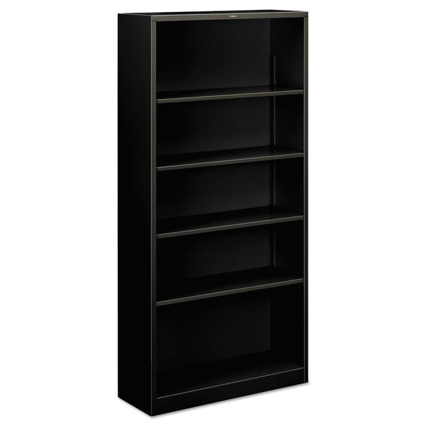 HON® Metal Bookcase, Five-Shelf, 34.5w x 12.63w x 71h, Black (HONS72ABCP)