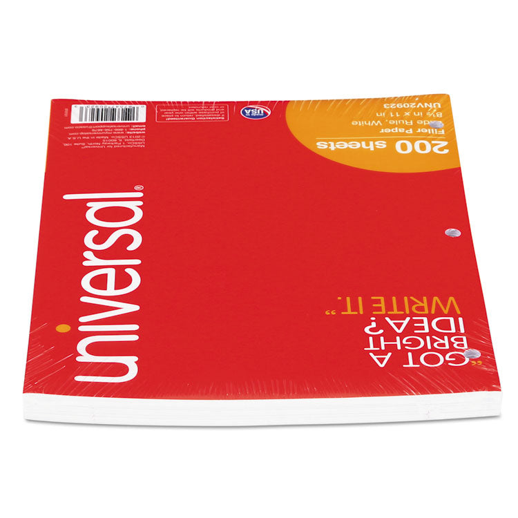 Universal® Filler Paper, 3-Hole, 8.5 x 11, Wide/Legal Rule, 200/Pack (UNV20923)