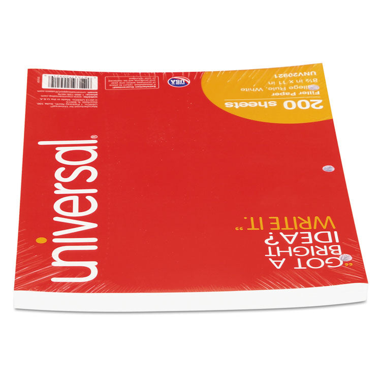 Universal® Filler Paper, 3-Hole, 8.5 x 11, Medium/College Rule, 200/Pack (UNV20921)