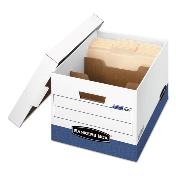 Bankers Box® R-KIVE Heavy-Duty Storage Boxes with Dividers, Letter/Legal Files, 12.75" x 16.5" x 10.38", White/Blue, 12/Carton (FEL0083601) Carton of 12 Boxes