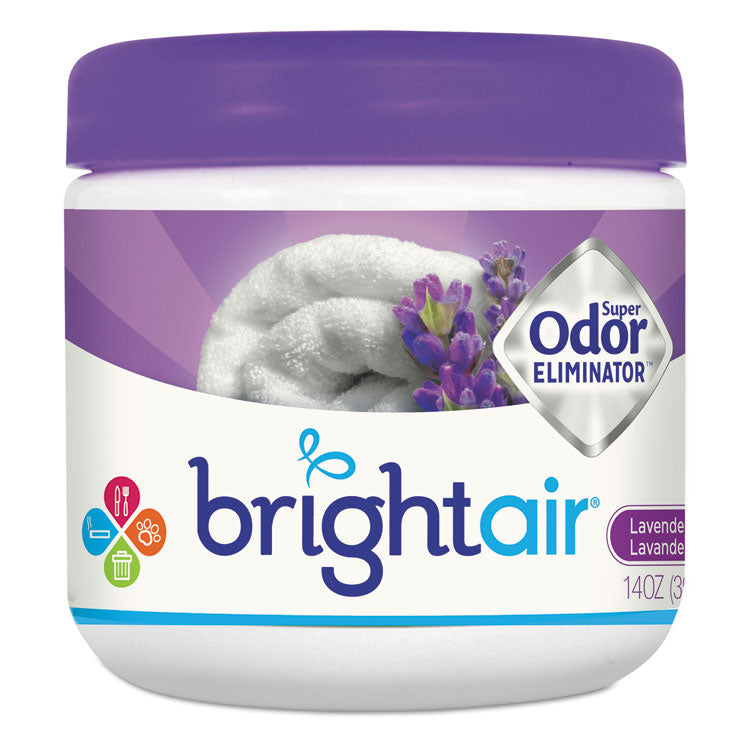 BRIGHT Air® Super Odor Eliminator, Lavender and Fresh Linen, Purple, 14 oz Jar, 6/Carton (BRI900014CT)