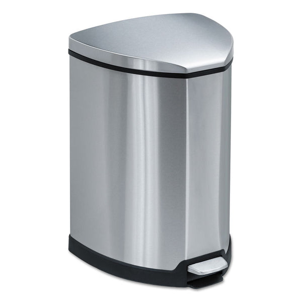 Safco® Step-On Receptacle, 4 gal, Stainless Steel, Chrome/Black (SAF9685SS)