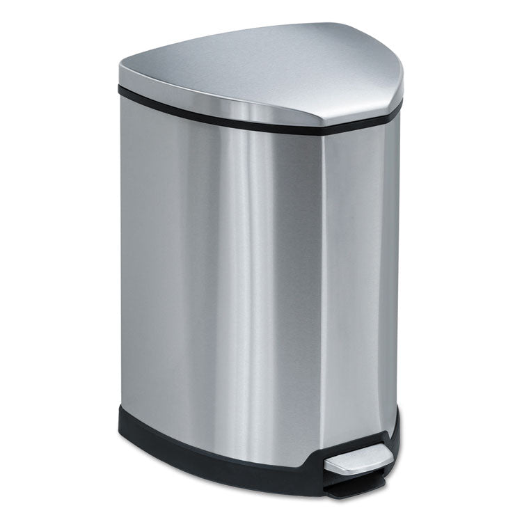 Safco® Step-On Receptacle, 4 gal, Stainless Steel, Chrome/Black (SAF9685SS) Each