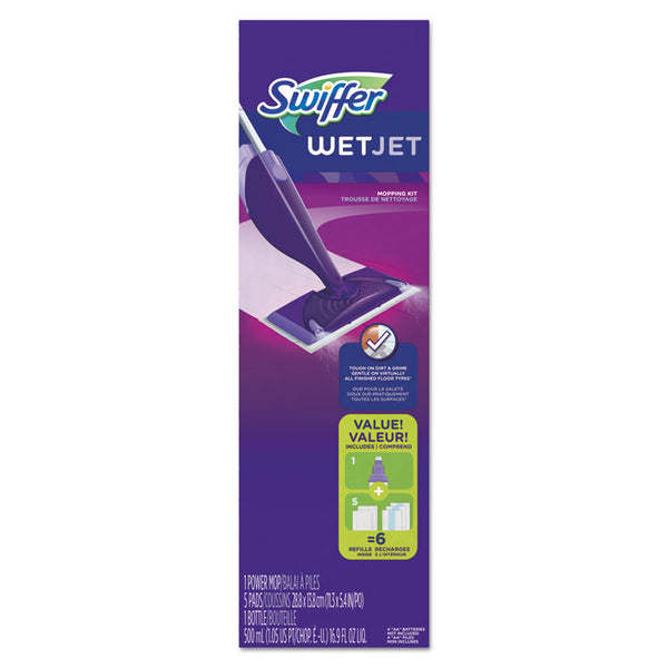 Swiffer® WetJet Mop, 11 x 5 White Cloth Head, 46" Purple/Silver Aluminum/Plastic Handle (PGC92811KT)