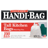 Handi-Bag® Super Value Pack, 13 gal, 0.6 mil, 23.75" x 28", White, 100/Box (WBIHAB6FK100)