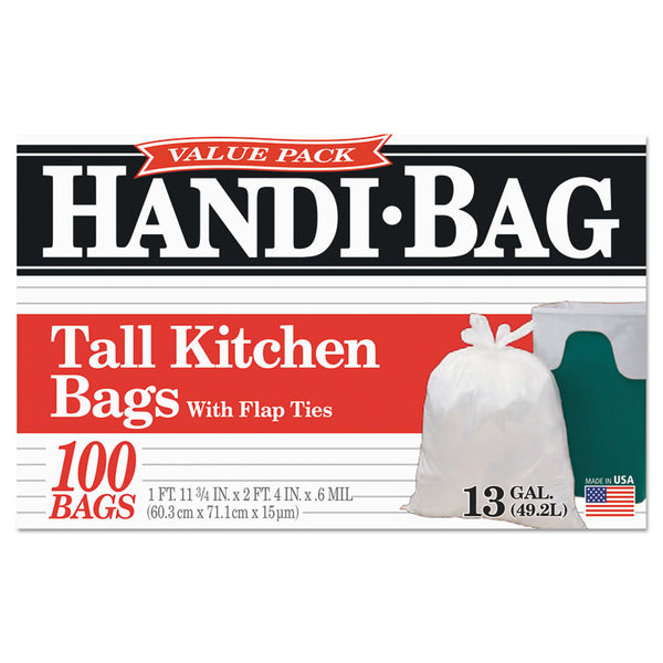 Handi-Bag® Super Value Pack, 13 gal, 0.6 mil, 23.75" x 28", White, 100/Box (WBIHAB6FK100)