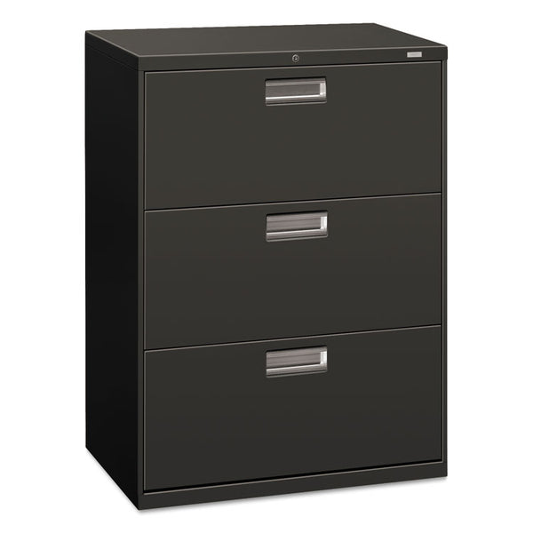 HON® Brigade 600 Series Lateral File, 3 Legal/Letter-Size File Drawers, Charcoal, 30" x 18" x 39.13" (HON673LS)