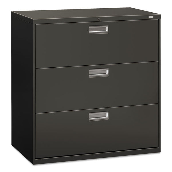 HON® Brigade 600 Series Lateral File, 3 Legal/Letter-Size File Drawers, Charcoal, 42" x 18" x 39.13" (HON693LS)