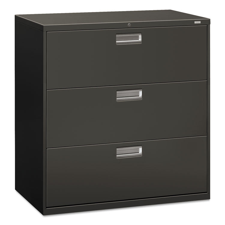 HON® Brigade 600 Series Lateral File, 3 Legal/Letter-Size File Drawers, Charcoal, 42" x 18" x 39.13" (HON693LS) Each