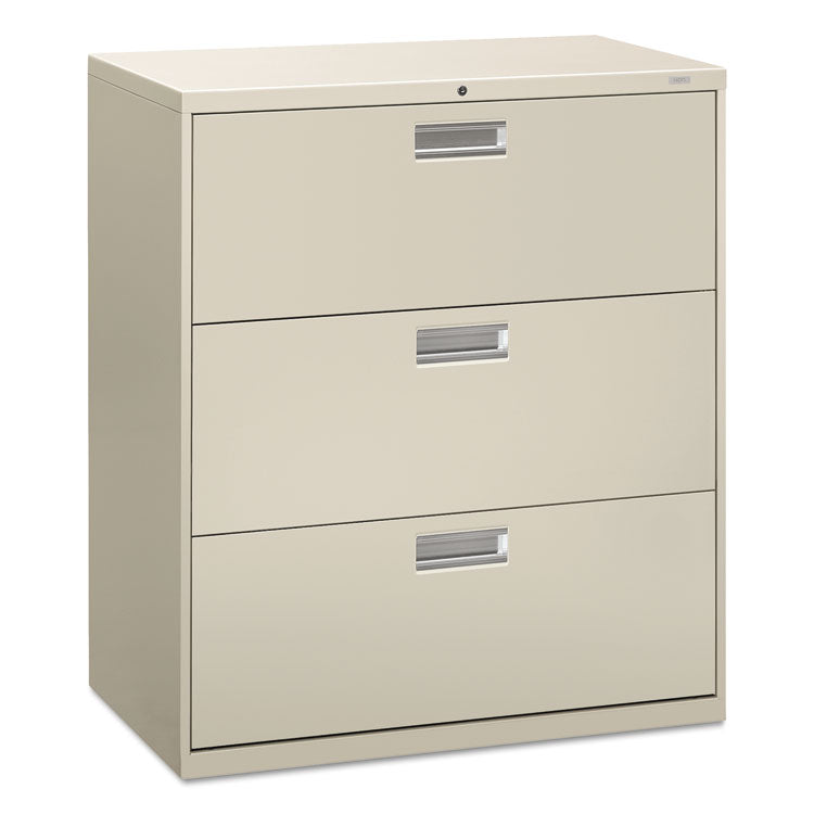 HON® Brigade 600 Series Lateral File, 3 Legal/Letter-Size File Drawers, Light Gray, 36" x 18" x 39.13" (HON683LQ)