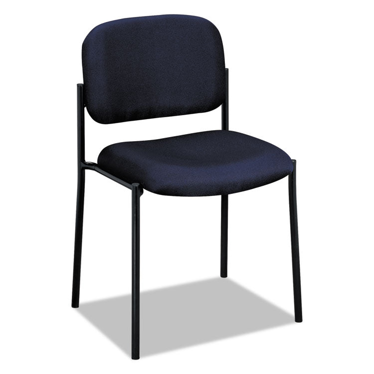 HON® VL606 Stacking Guest Chair without Arms, Fabric Upholstery, 21.25" x 21" x 32.75", Navy Seat, Navy Back, Black Base (BSXVL606VA90)