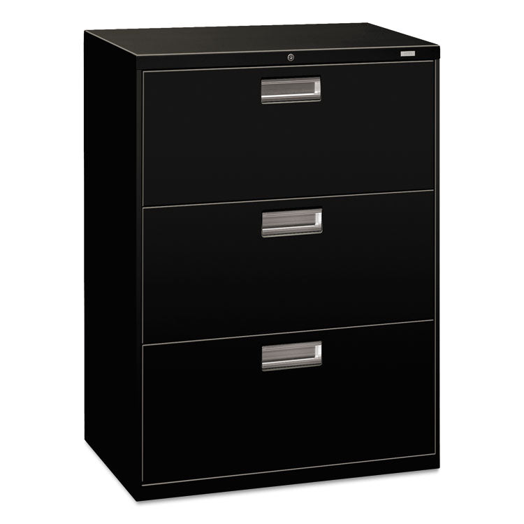 HON® Brigade 600 Series Lateral File, 3 Legal/Letter-Size File Drawers, Black, 30" x 18" x 39.13" (HON673LP) Each