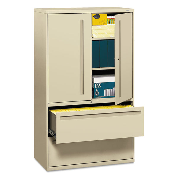 HON® Brigade 700 Series Lateral File, Three-Shelf Enclosed Storage, 2 Legal/Letter-Size File Drawers, Putty, 42" x 18" x 64.25" (HON795LSL)