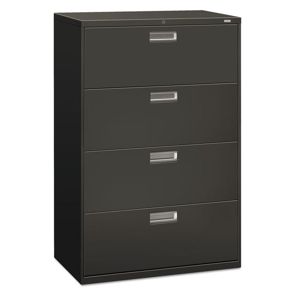 HON® Brigade 600 Series Lateral File, 4 Legal/Letter-Size File Drawers, Charcoal, 36" x 18" x 52.5" (HON684LS)