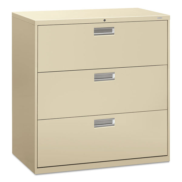 HON® Brigade 600 Series Lateral File, 3 Legal/Letter-Size File Drawers, Putty, 42" x 18" x 39.13" (HON693LL)