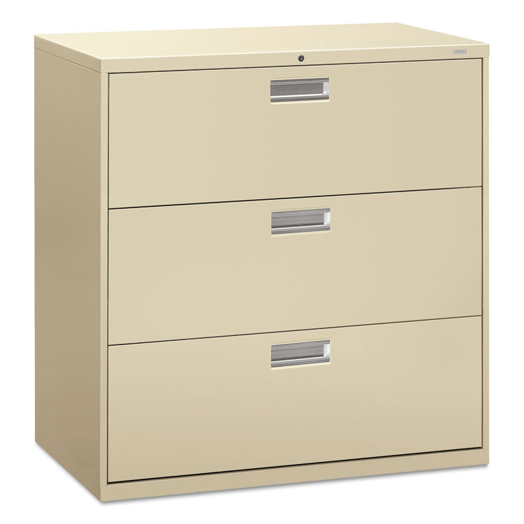 HON® Brigade 600 Series Lateral File, 3 Legal/Letter-Size File Drawers, Putty, 42" x 18" x 39.13" (HON693LL) Each
