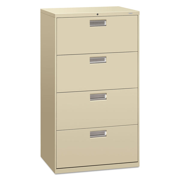 HON® Brigade 600 Series Lateral File, 4 Legal/Letter-Size File Drawers, Putty, 30" x 18" x 52.5" (HON674LL)